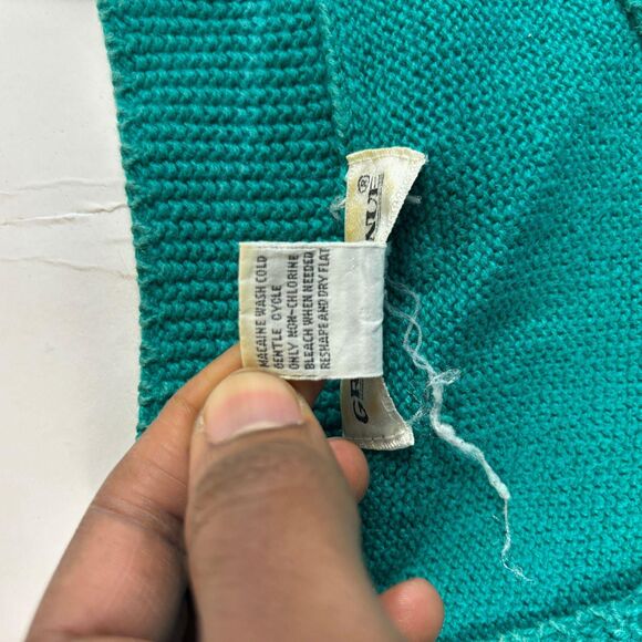 70s/80s L teal knit shirt by Grove Avenue, vintage womens cotton short sleeve - Picture 6 of 7